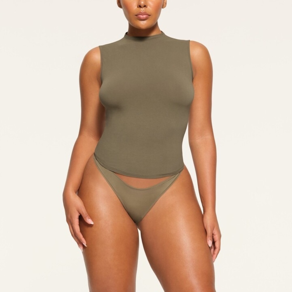 Skims New Vintage Mock Neck Tank Army 3X